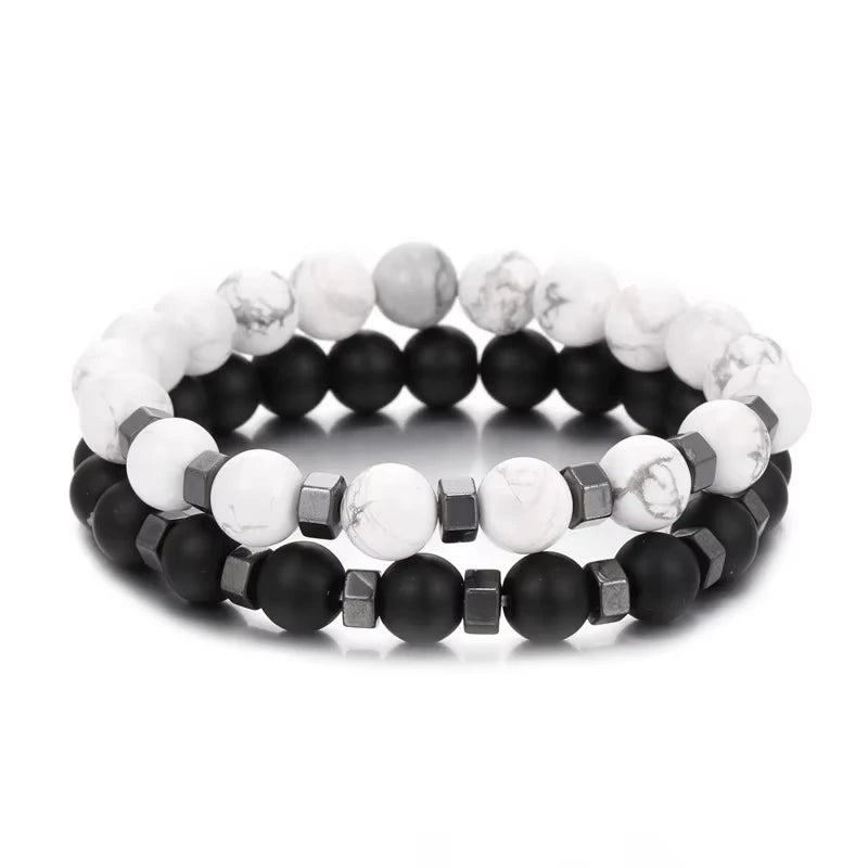 Stone Bead Bracelet Set – 2 Pieces