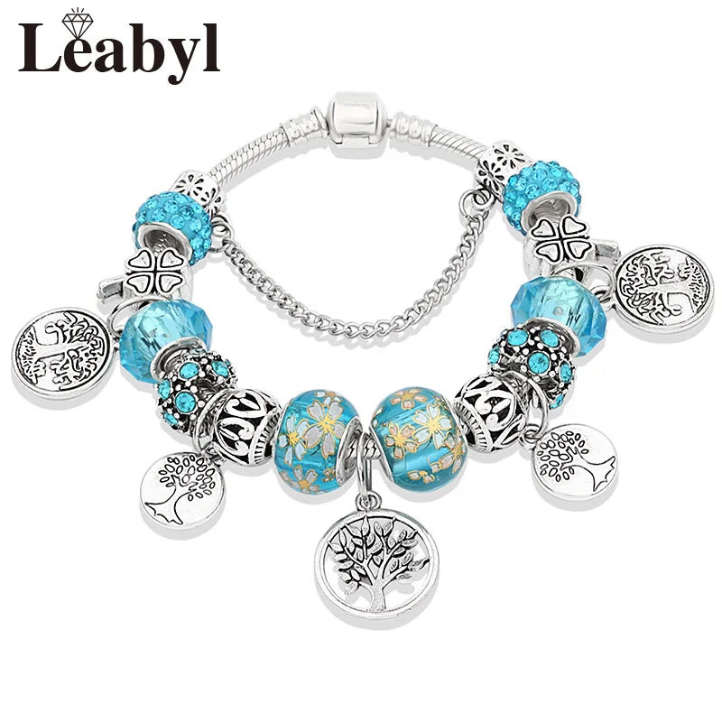 Crystal Bead Charm Bracelet