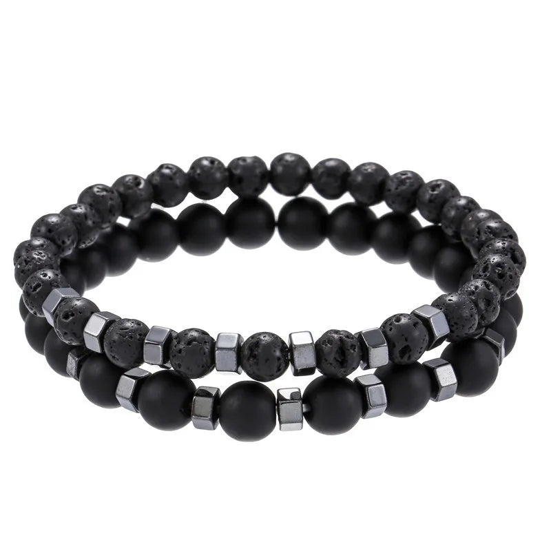 Stone Bead Bracelet Set – 2 Pieces