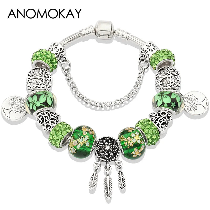 Crystal Bead Charm Bracelet