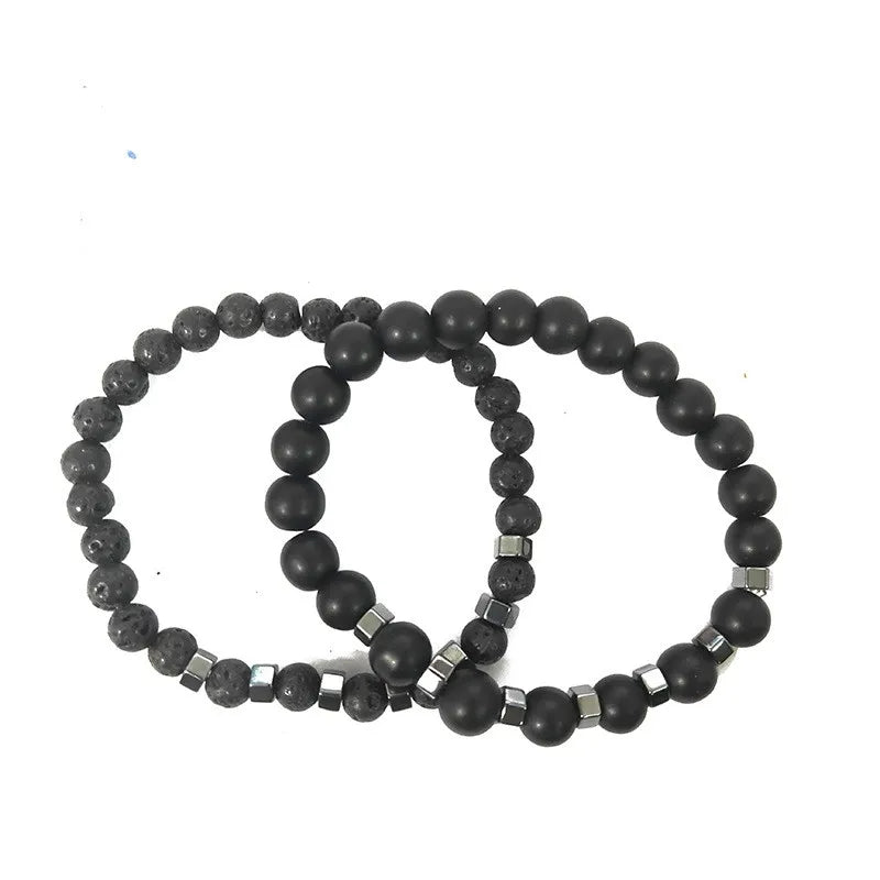 Stone Bead Bracelet Set – 2 Pieces