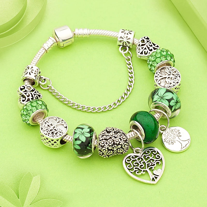 Crystal Bead Charm Bracelet