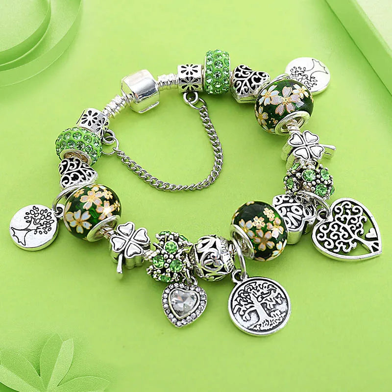 Crystal Bead Charm Bracelet