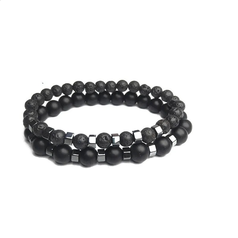 Stone Bead Bracelet Set – 2 Pieces