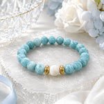 Aqua Blue Marbled Bead Stretch Bracelet