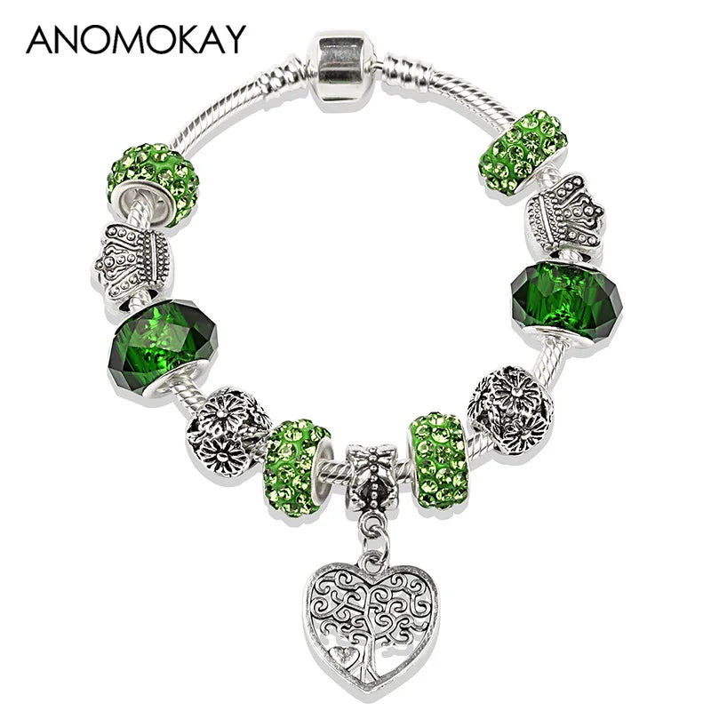 Crystal Bead Charm Bracelet