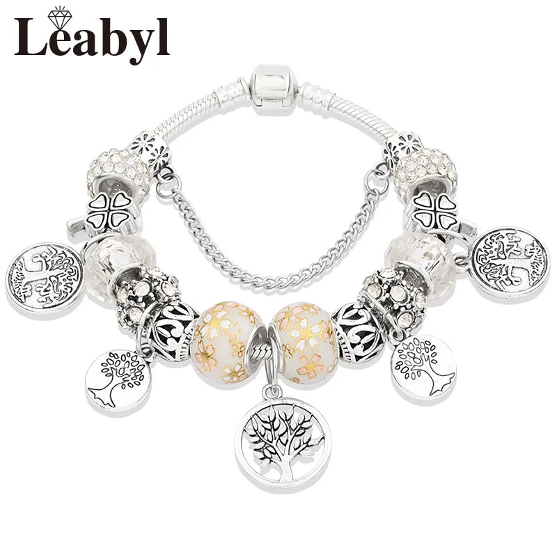 Crystal Bead Charm Bracelet