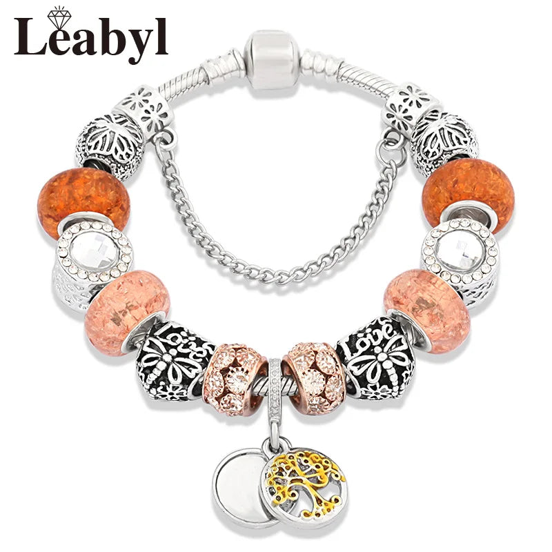 Crystal Bead Charm Bracelet