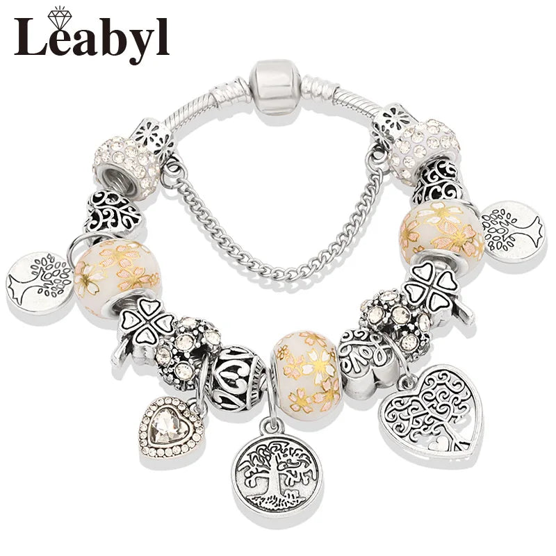 Crystal Bead Charm Bracelet