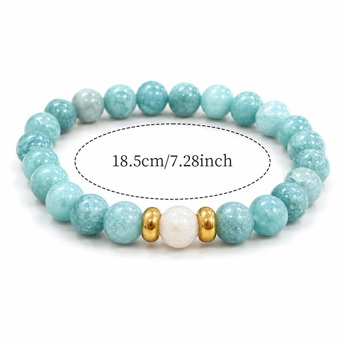 Aqua Blue Marbled Bead Stretch Bracelet
