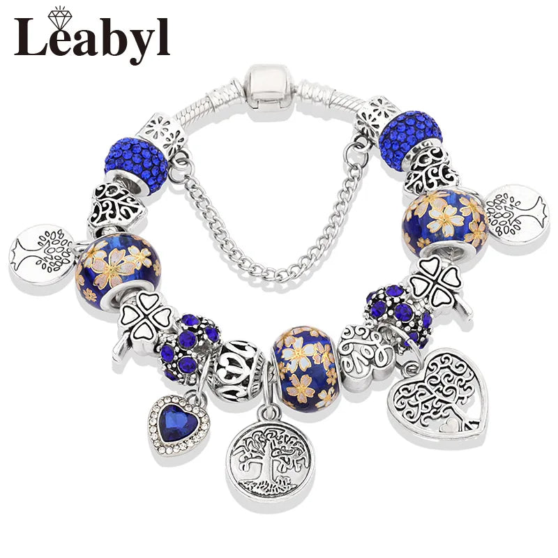 Crystal Bead Charm Bracelet