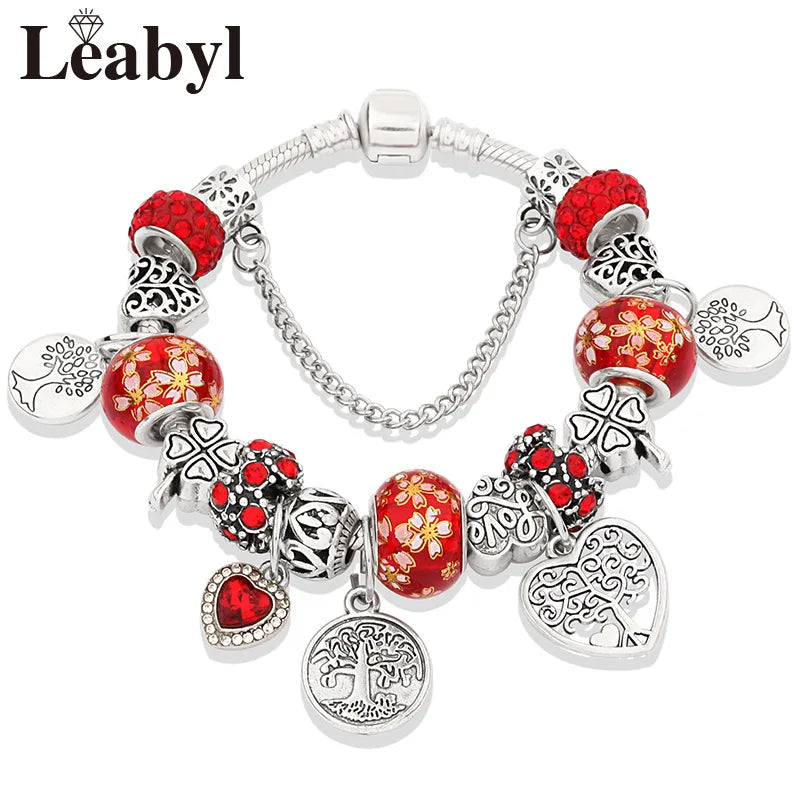 Crystal Bead Charm Bracelet