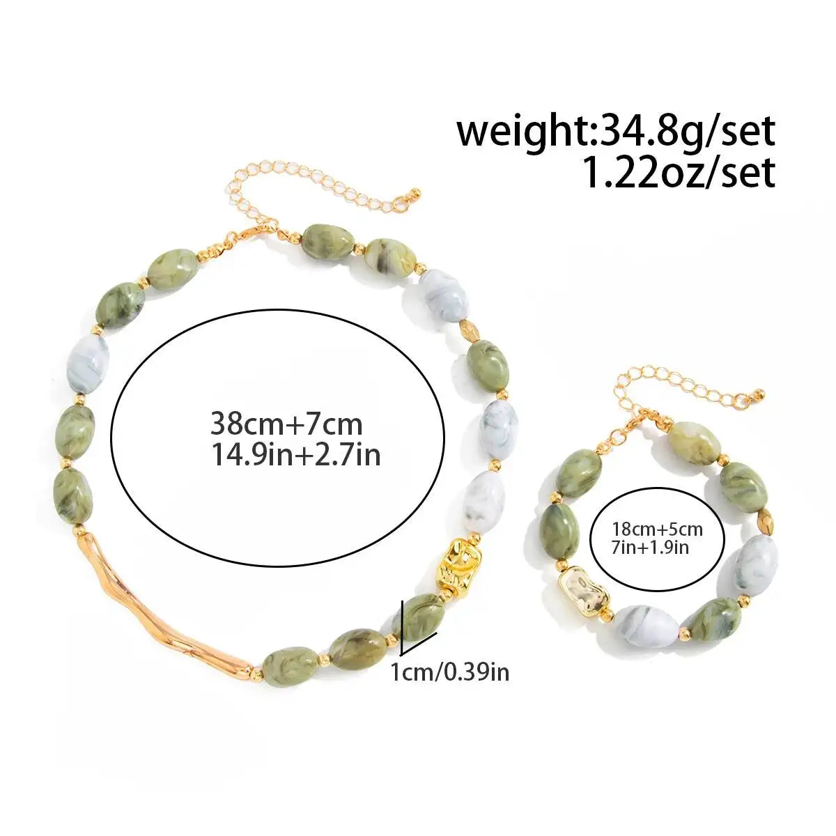 Resin Bead Necklace & Bracelet Set