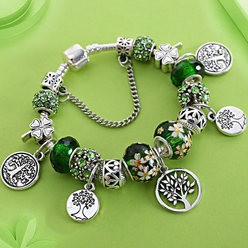 Crystal Bead Charm Bracelet