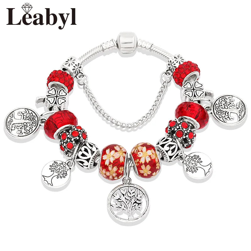 Crystal Bead Charm Bracelet
