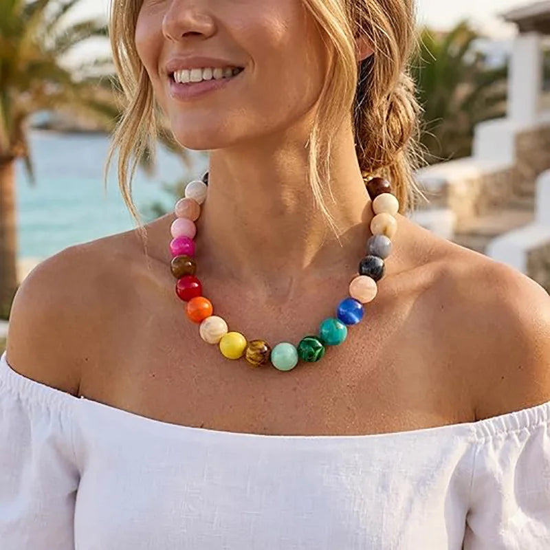 Multicoloured Acrylic Bead Necklace