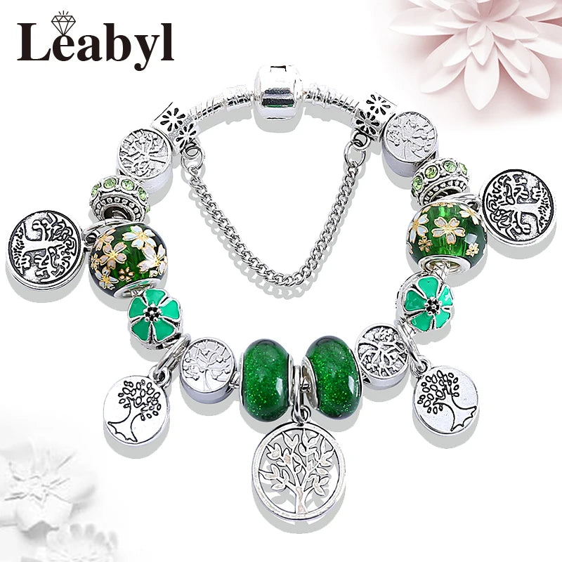 Crystal Bead Charm Bracelet